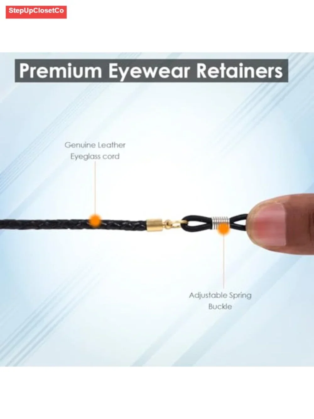 Genuine Leather Glasses Strap with Elastic Loops, Adjustable Eyeglass Chain for